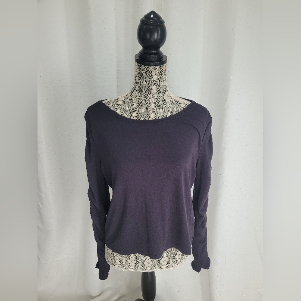 Athleta All Around Ruched Long Sleeve Black Size Large